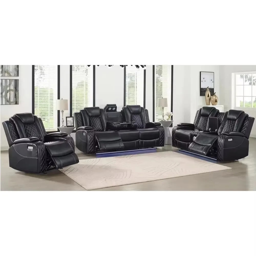 High quality electric recliner living room sofa cover 1 + 2 + 3 with drop coffee table