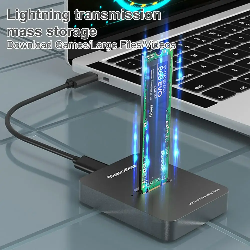 Blueendless USB 3.1 tipe-c SSD, stasiun Dok kandang kecepatan tinggi 10Gbps Single-Bay M.2 SATA NVME Solid State Drive Adapter