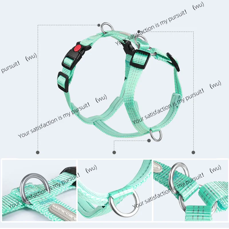 Adjustable Solid Nylon Dog Harness with 2 D-Rings Lightweight Comfortable No-Pull H-typed Dog Chest Harness Outdoor Pet Supplies