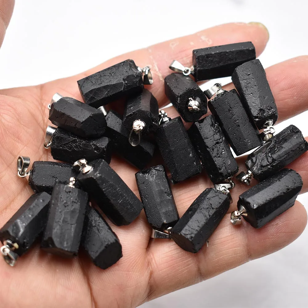 wholesale 20pcs/lot Fashion Natural black tourmaline stone Healing Reiki irregular Raw Energy Chakra pendants free shipping