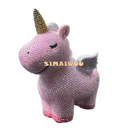 DIY Diamond Rhinestone Unicorn Cartoon Coin Deposit Jar Mosaic Cross Stitch Piggy Bank Home Decor Kids Girl Birthday Gift