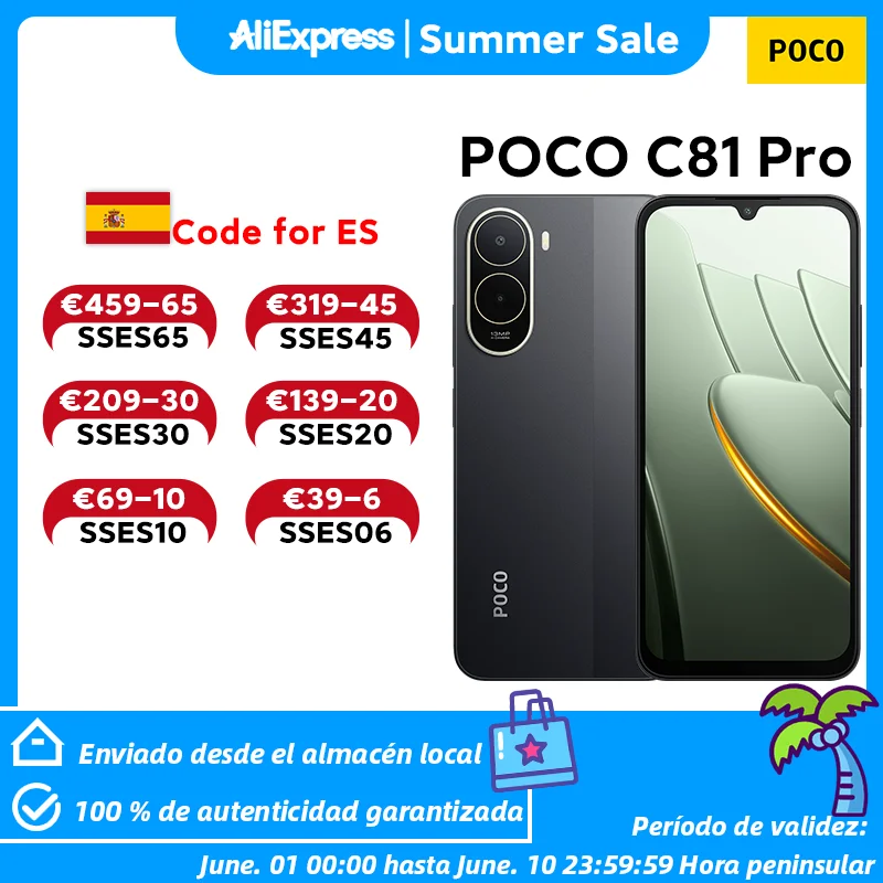 Versión Global del Teléfono Inteligente POCO C81 Pro, Batería de 6000 mAh (típica), Carga de 15 W, Pantalla LCD de 6.9 Pulgadas y 120 Hz, Cámara de 13 MP, NFC, Teléfono Móvil POCO