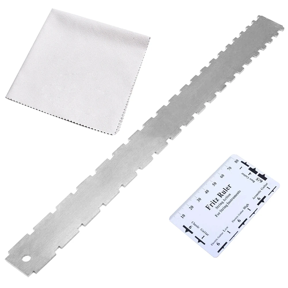

Guitar Accessories Luthier Tools Notched Ruler String Action Gauge Cleaning Cloth Kit