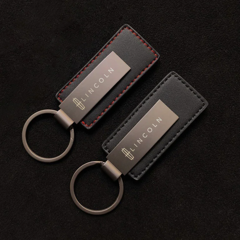 

Metal Leather Car Keychain Organizer Pendant Key Ring Keyfob Holder For Lincoln Navigator Flying MKX MKC Continental Adventure
