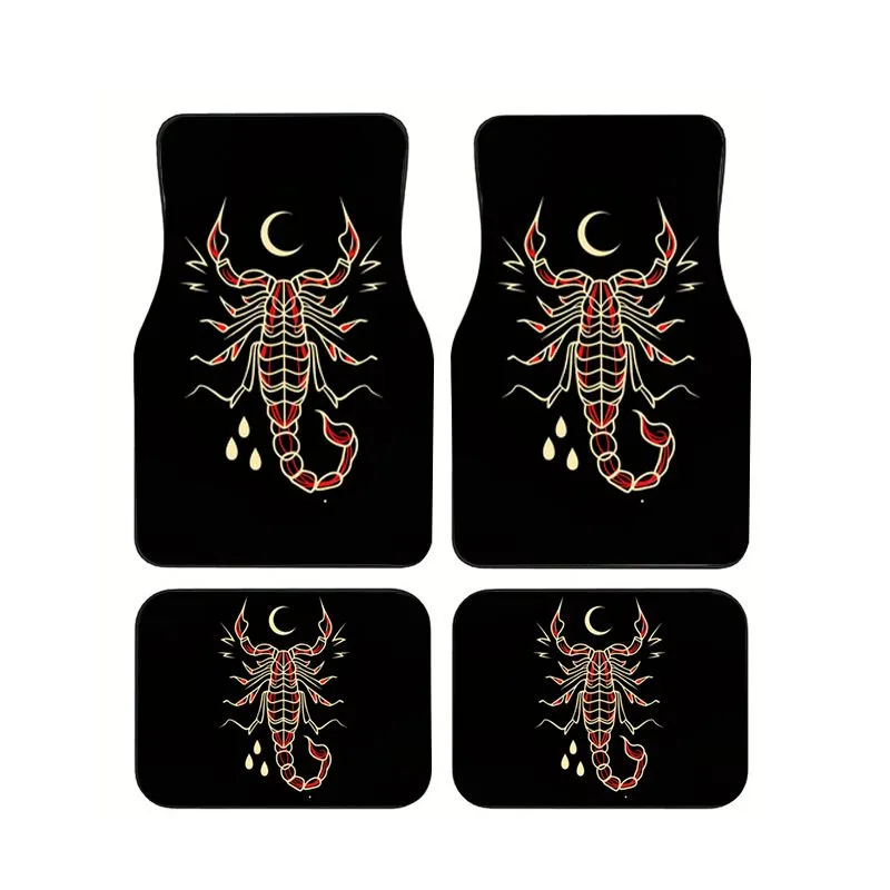 

Car Floor Mats Set of 4 Black Scorpion With Moon Print Non Slip Universal Fit for Cars Trucks SUVs Sedan Vans
