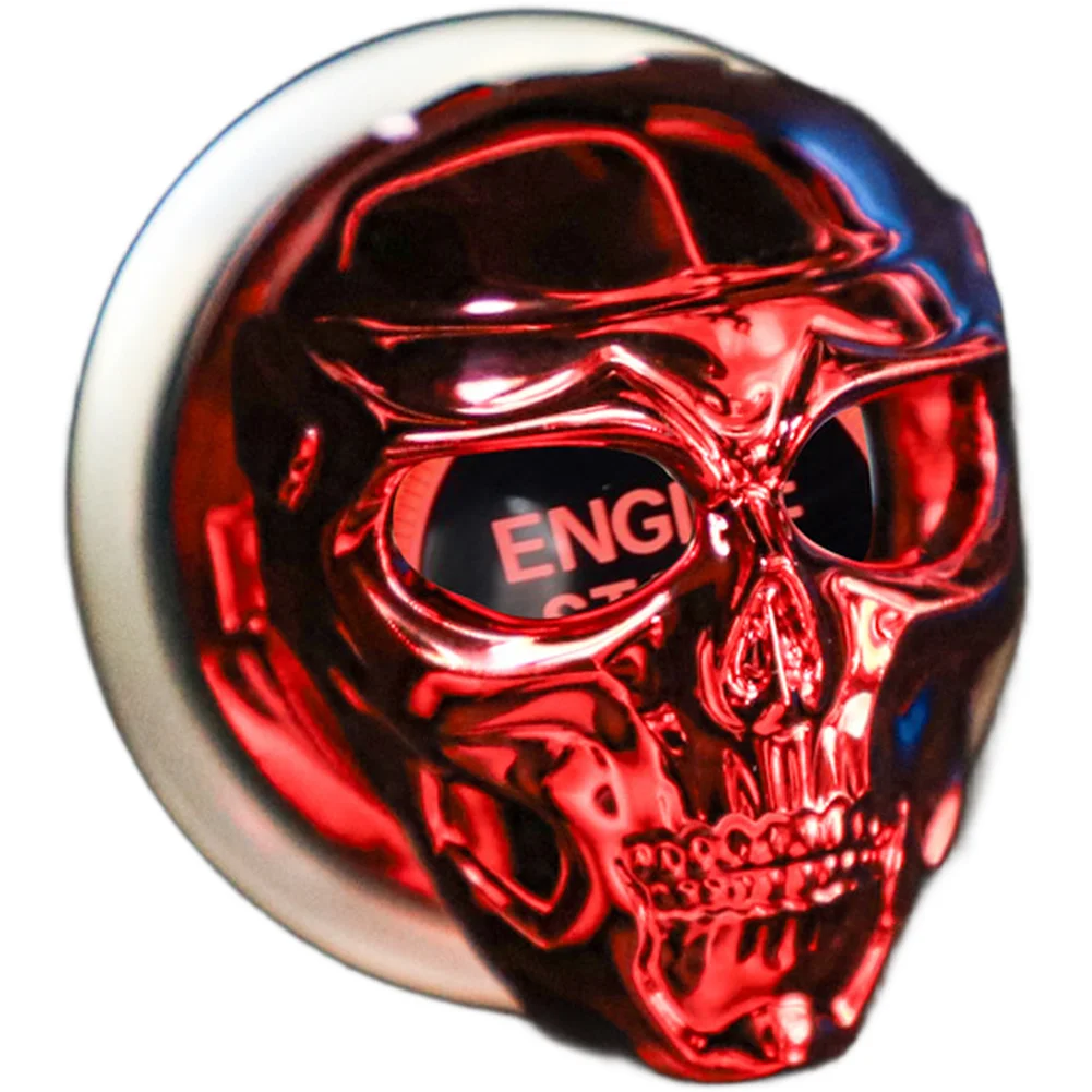 ABS Skull-Themed Start Button Cover for Automobiles Compatible with Wide Range of Car Models and Features Full Function Rotation