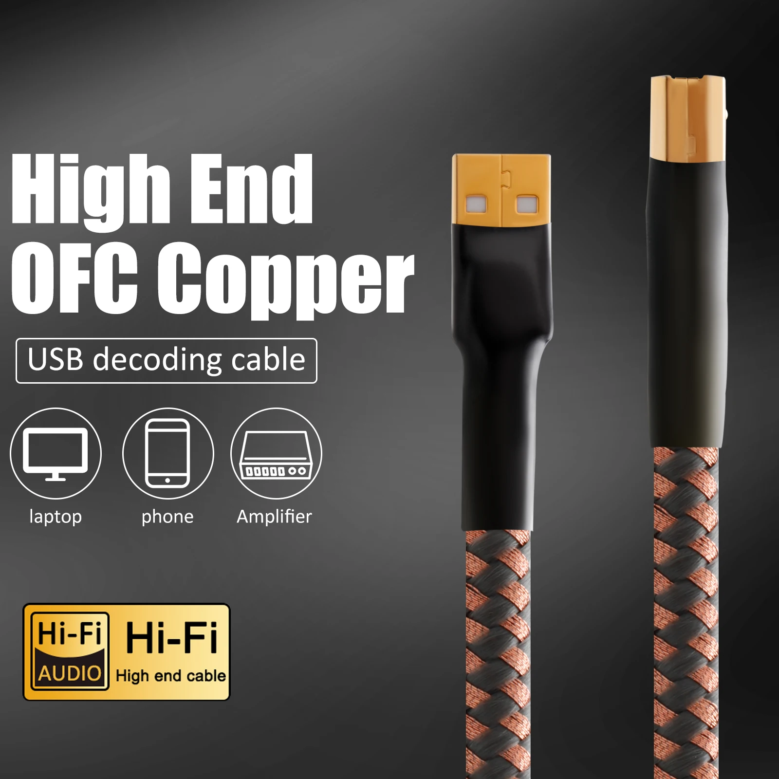 

Hifi Audio Accuphase USB Cable USB2.0 A to B Data Cable for canner, Laptop, Fax Machine, Personal Computer, Printer