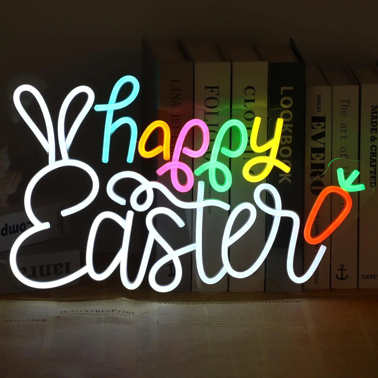 Happy Easter Neon Sign  Easter Yard   Neon  for Wall Decor Dimmable Easter Hanging Sign for Spring Front Yard Sign