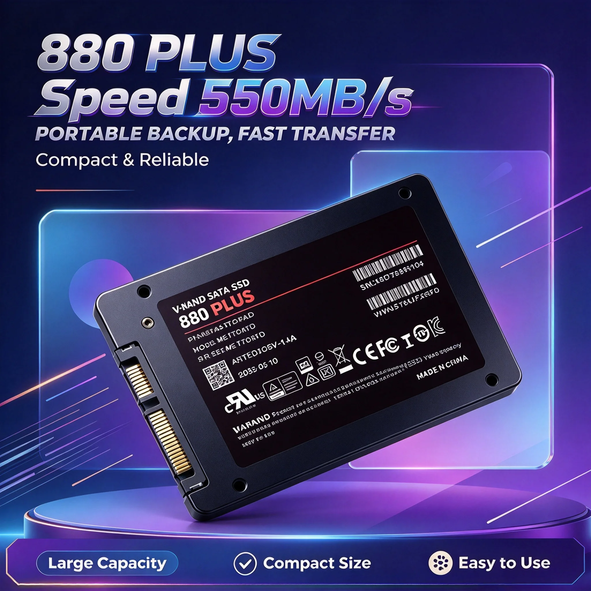 2.5-Inch Internal SSD, 880 PLUS 500GB/1TB/2TB/4TB, Solid State Disk, Hard Drive, Laptop, Microcomputer, Desktop. Infinity Ultra.