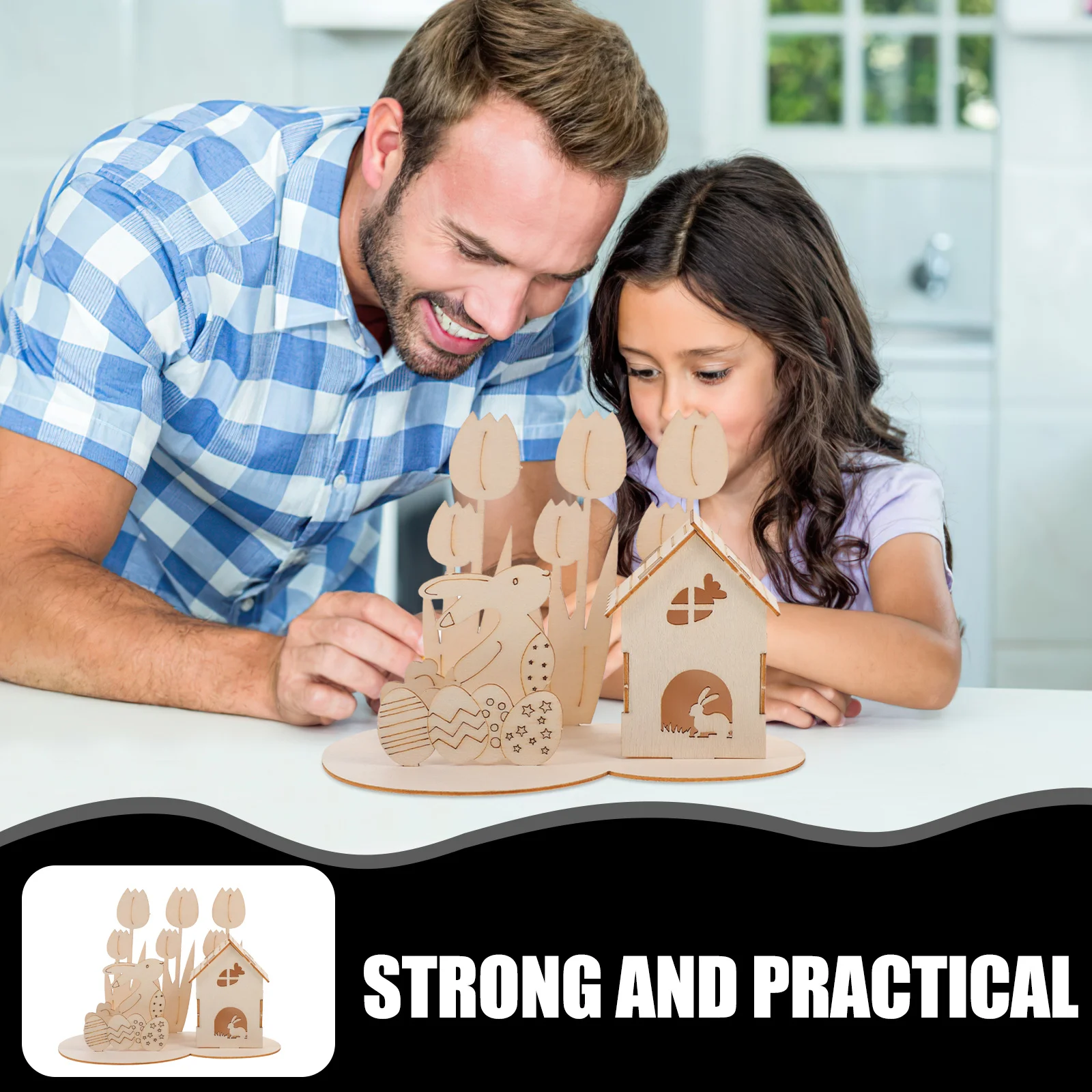 1 Juego de rompecabezas de huevos de conejo de madera 3D DIY de Pascua, montaje seguro, regalo educativo para niños pequeños, rompecabezas de madera 3D, juguete