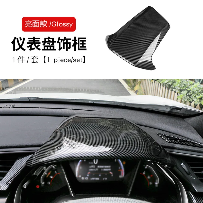 For Honda Civic 10th Gen Carbon Fiber Dashboard Steering Wheel Decoration Cover Center Console Instrument Panel Car Accessories