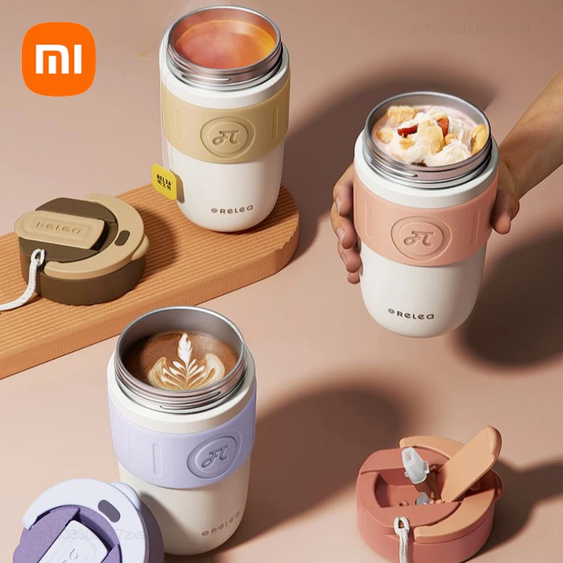 Xiaomi Relea Stainless Steel Coffee Cup 400ML Thermos Mug Leak-Proof Thermo Vacuum Flask Insulated Cup Water Bottle For Office