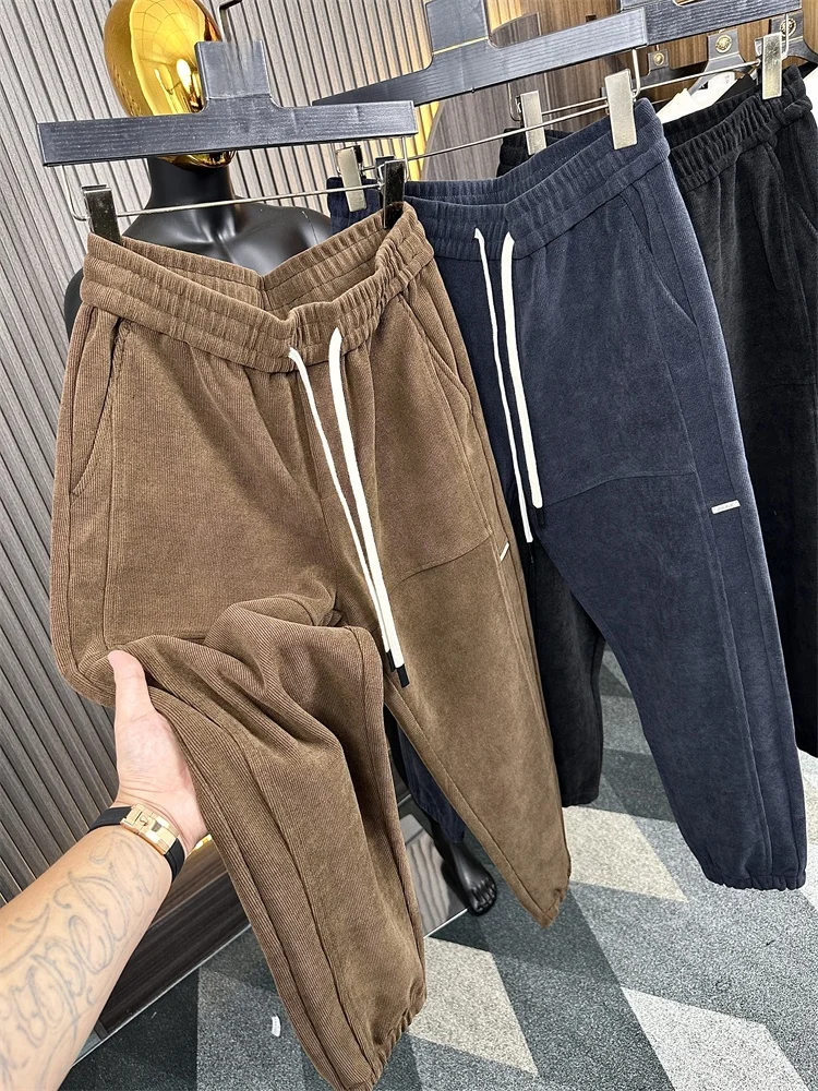 

6-Dimensional Elastici Thiened Corduroy Sports Leisure Pants for Men with Fce Elastic Waist Autumn Winter Outdoor