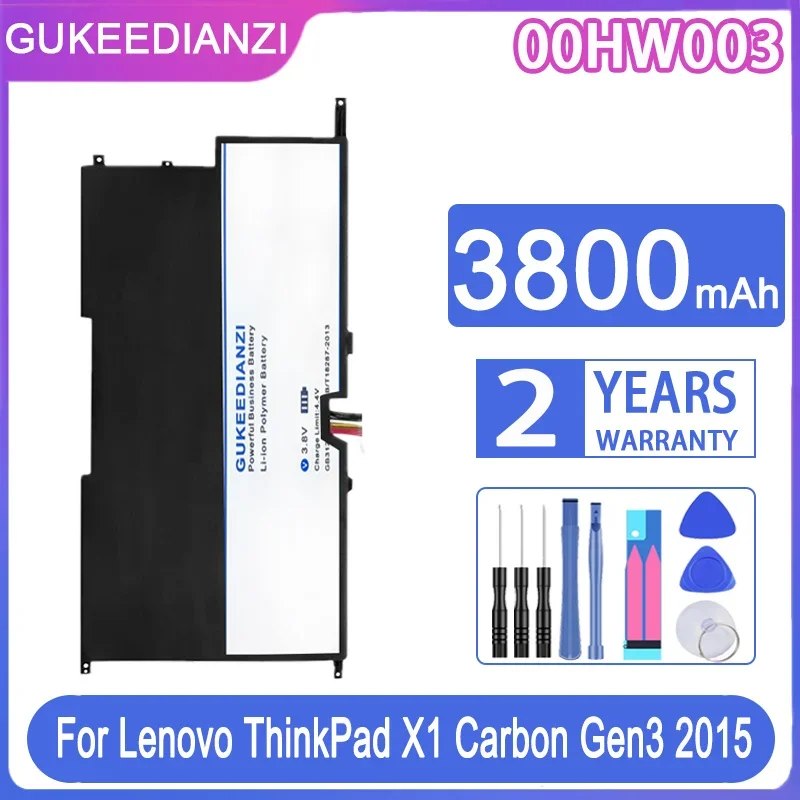 For Lenovo ThinkPad X1 Carbon Gen3 2015 Gen2 2014, 00HW002 45N1702 SB10F46440 45N1700, 3800mAh Laptop Battery