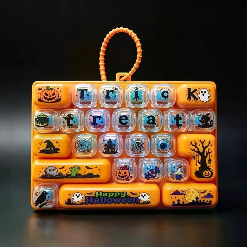 Cute Halloween Themed Patterns 26 Key Keyboard Decompression Button Toy Children's Bag Hanging Ornament Stress-relief Toys