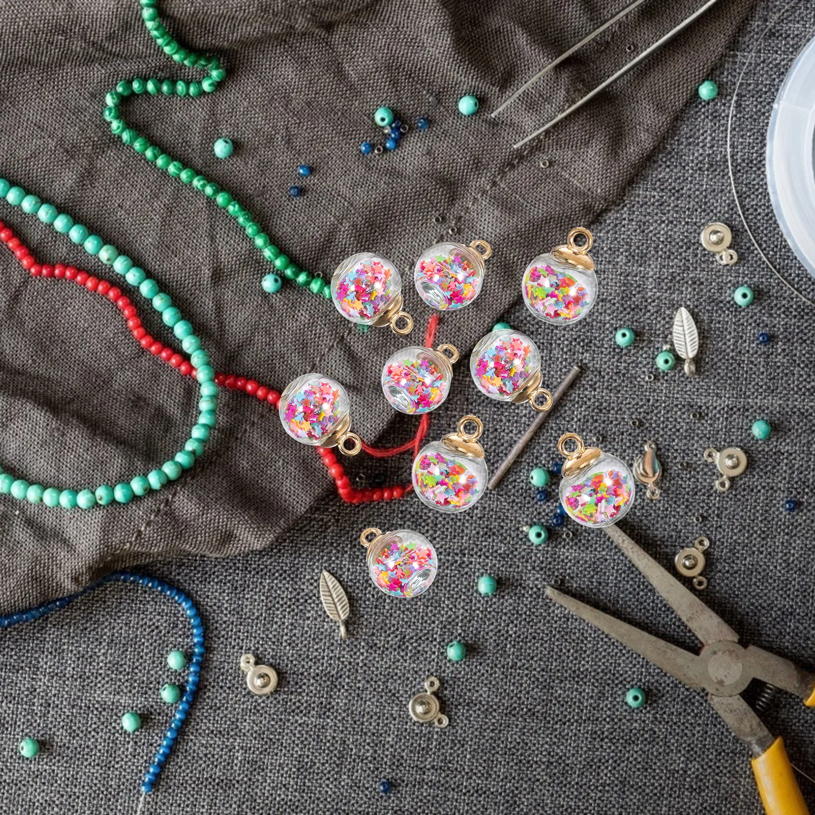 

Star Sequin Balls Pendants Christmas Decorations Jewellery Making Charms Ornaments for Crafts