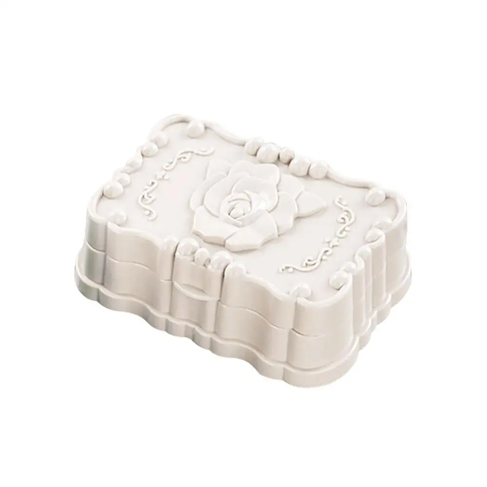 Rose Pattern Soap Dish Holder Storage Box Bathroom Travel Case Rack with Lid Soap Holder