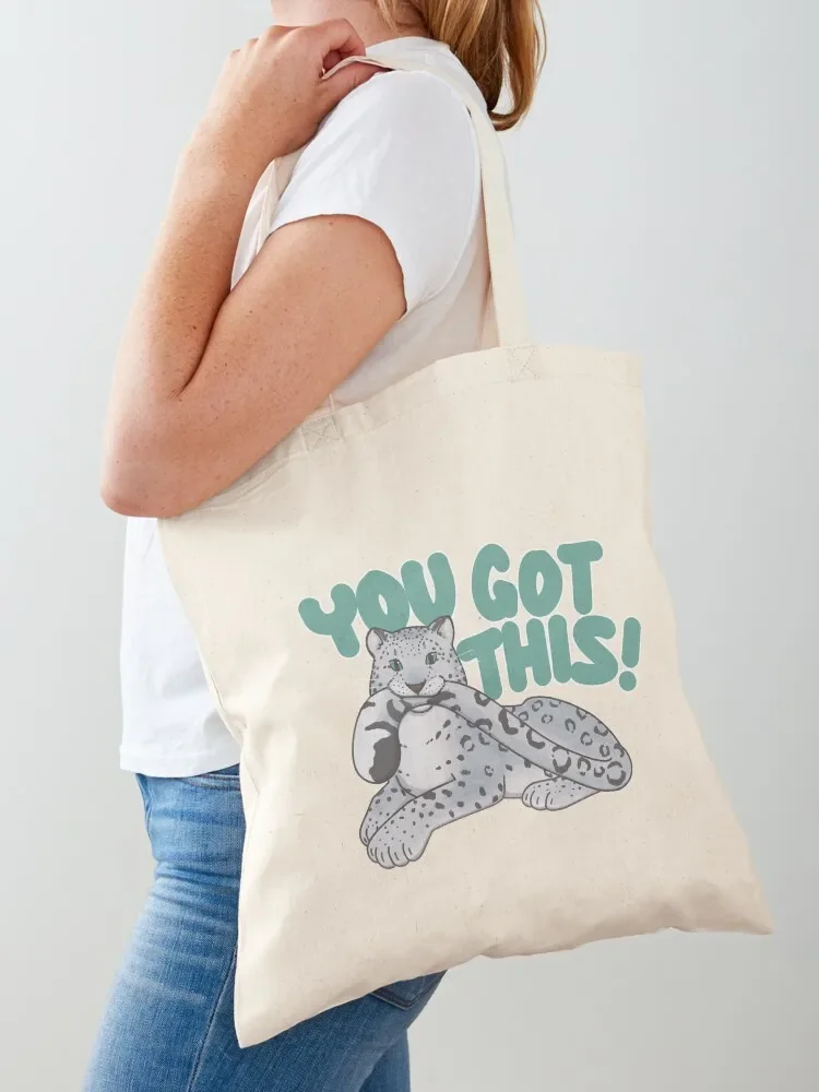 

You Got This! Snow Leopard Motivational Tote Bag large tote bag Shopper bag canvas tote Large bags for women