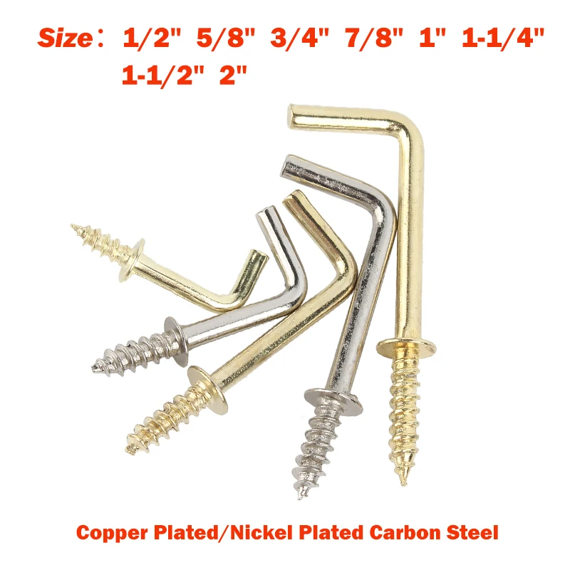 100-500 قطعة L على شكل المسمار الذاتي التنصت الكربون الصلب L-شكل الزاوية اليمنى المسمار هوك لتعليق الصورة إطار صور ضوء المصباح #1