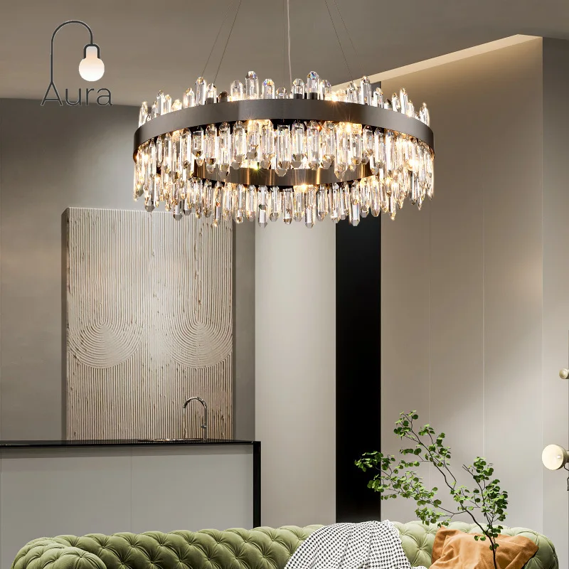 الحديثة الإبداعية يتوهم تصميم الذهب الأسود كريستال الثريا إضاءة داخلية معلقة مصباح الديكور لغرفة الطعام غرفة المعيشة