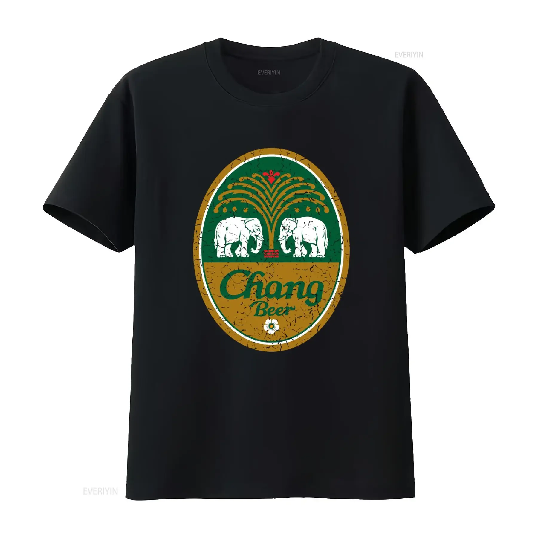 Chang Beer T Shirt Mens L Large XL Thailand Brewery Gray Logo Thai with Elephant Print Design vintage Washed Casual homme