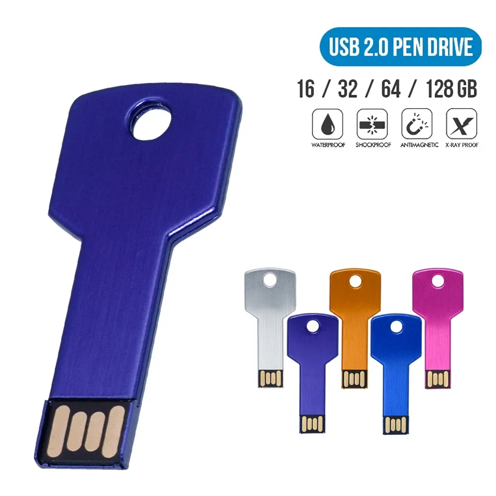 50pocs/lot High-capacity Metal Key Shape USB Flash Drive 4gb 8gb Pen Drives Stick Real Capacity 16gb 32gb Storage Devices U Disk