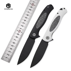 Versteinerter fisch pfb03 klappmesser g10 griff d2 ultra scharfes jagd messer faltbares taschen handwerkzeug überleben edc camping schneiden