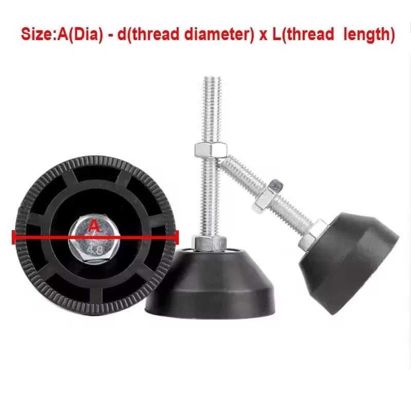 M8 M10 M12 M14M16 Adjustable Leg Thread Type Adjustable Levelling Feet Swivel Base Carbon Steel+Nylon Articulating Leveling Legs