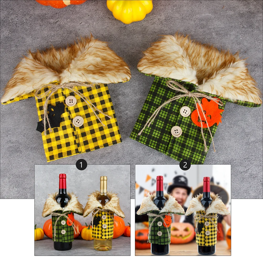 

4Pcs Halloween Wine Bottle Sleeves Decorative Covers Party Home Restaurant Photo Props Adorable Covers