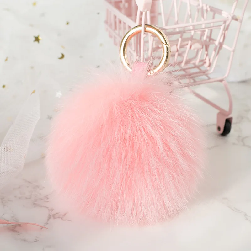 12cm Fluffy Real Fox Fur Ball Poms Keychain For Women Luxury Pompom Keyring Accessories Bag Decoration Emo Trinket Jewelry Gifts