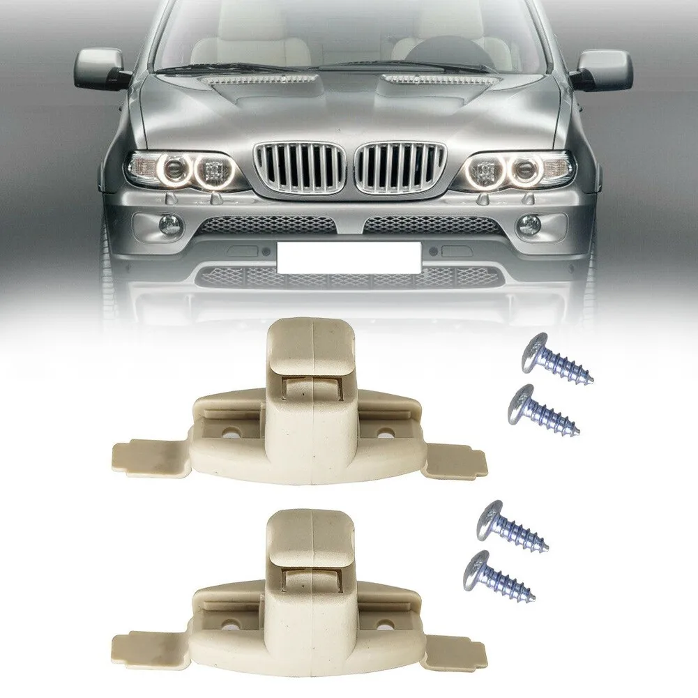 2x Beige Sun Visor Clip Clips Holder Bracket Brackets Mount For BMW 3 5 7 Series E46 E38 E39 E53 51168243575