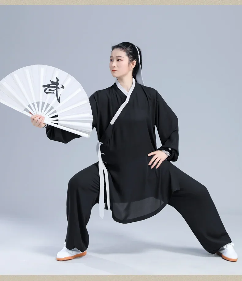 Tai Chi Clothes Wushu Clothing Kung Fu Dress Martial Art Uniform Hanfu Style Long Sleeves Breathable 2024 New Style