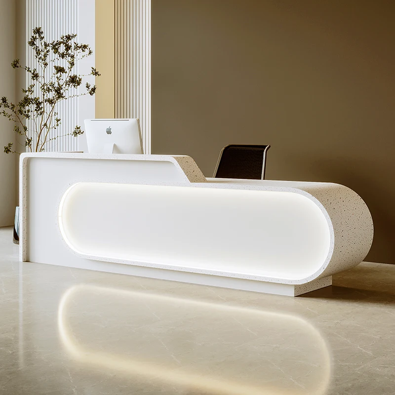 مكاتب استقبال حديثة وفريدة من نوعها، مكاتب استقبال زاوية بسيطة جمالية وبسيطة، تصميم أثاث Escritorio الأوروبي العصري