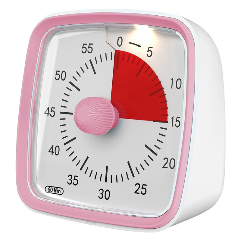 60-Minute Timer, Classroom Classroom Timer, Countdown Timer for Kids and Adults, Time Management Tool for Teaching Pink