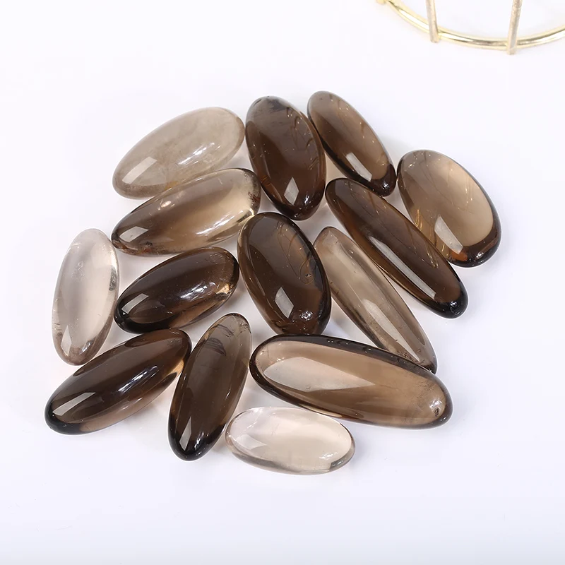 Natural Smoky Quartz Oval Palm Stones Polished Crystal Healing Worry Stones for Meditation Reiki Craft Jewelry Making Home Decor view 6