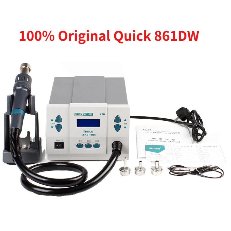 Hot Air Gun QUICK Original 861DW 1000W Lead-free Hot Air Gun Rework Soldering Station for PCB SMD IC Repair Tools