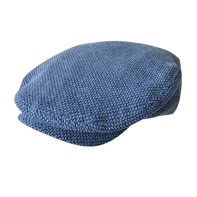 Men Hat Spring Autumn Vintage Newsboy Hats Classic Western Newsboy Caps Cotton Flat Brim Hat Women Denim Blue Berets BJM73