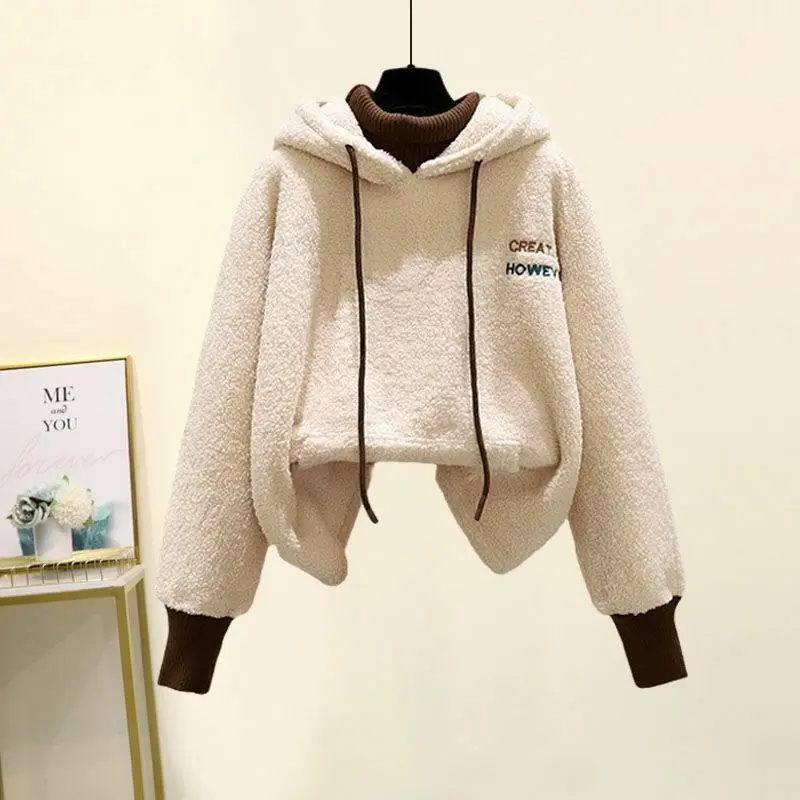 Autumn and Winter Two Piece Age Reducing Fashion Set Women's Thickened Lamb Wool Sweater Woolen Casual Pants