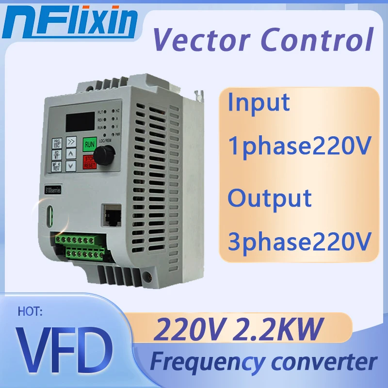 VFD variable frequency converter 50Hz/60Hz motor inverter  VFD 2.2kw single-phase 220v input three-phase 220 output