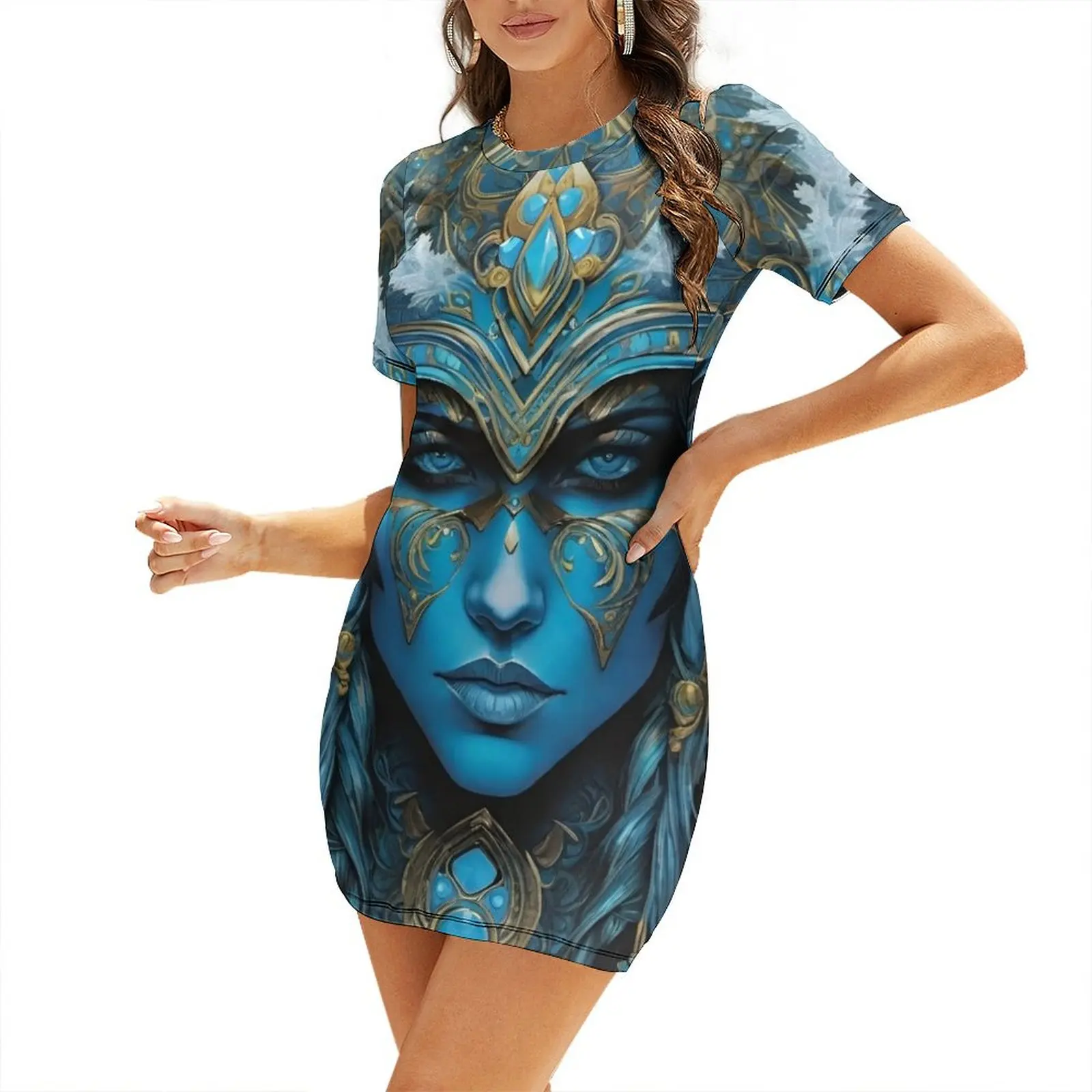 

Turquoise - Surreal Fantasy Short-Sleeved Dress long sleeve dresses dresses for women 2025 Dress