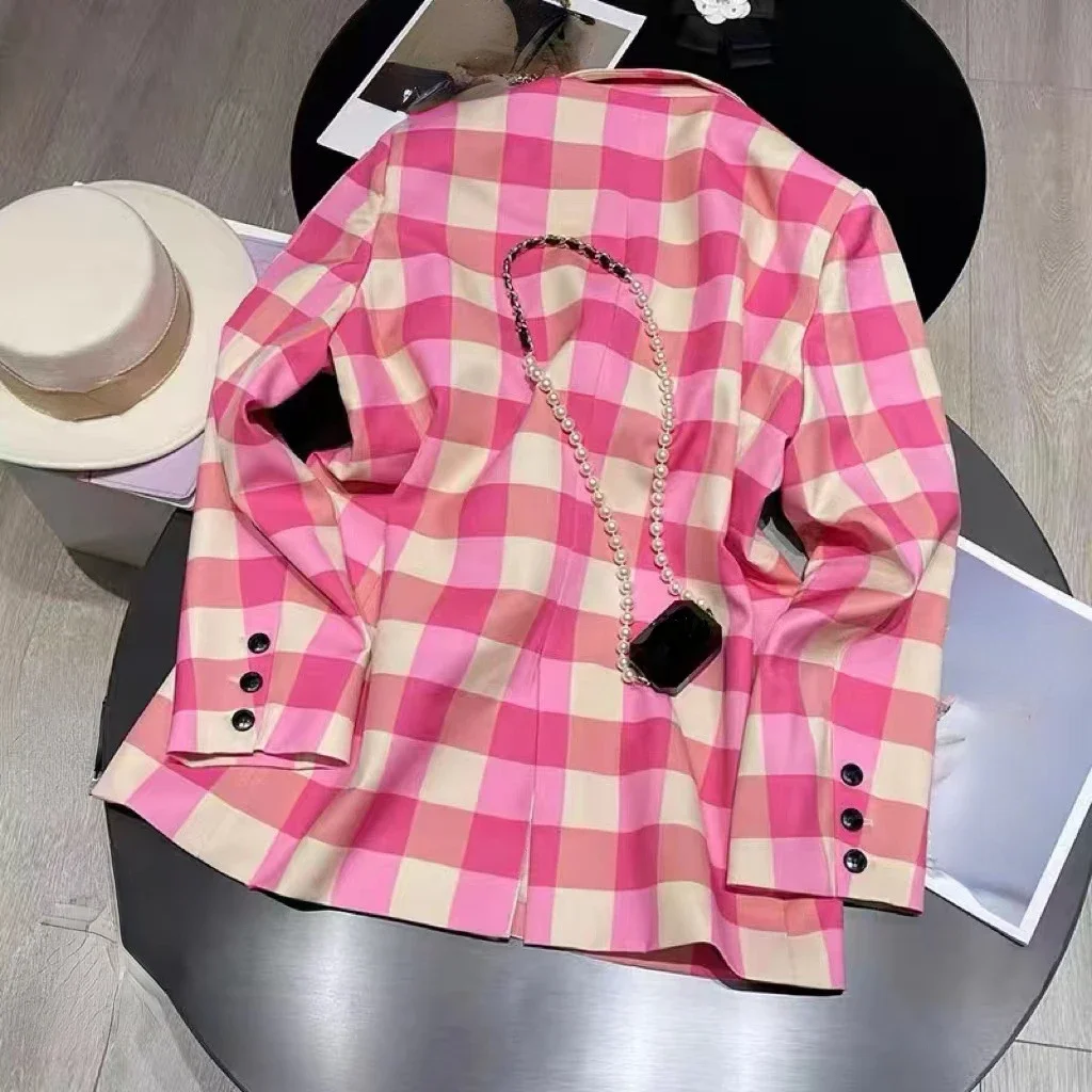 Girls Cardigan Jackets 2023 Fall Apring Autumn New Baby Girls Clothing Kids Children Top Plaid Lapel Jacket for Girls