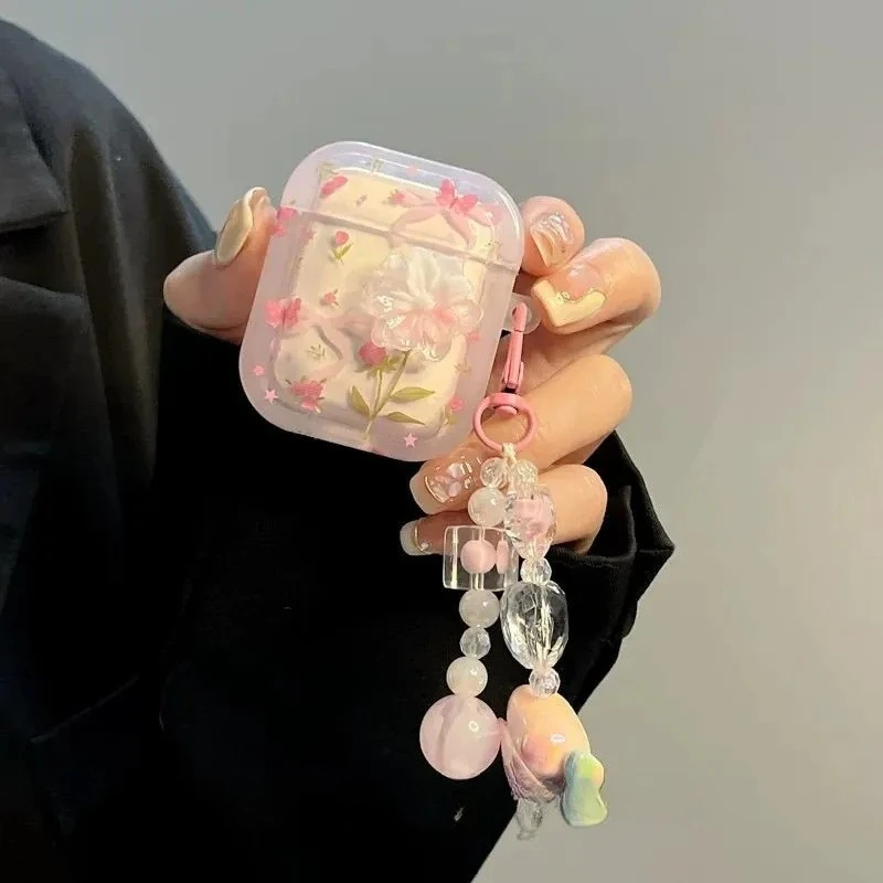 غطاء سماعة رأس مطبوع على شكل فراشة متدرجة ثلاثية الأبعاد لأجهزة AirPods 4 3 2 1 Pro2 حافظة TUP لأجهزة AirPods Pro 2 Coque Fundas