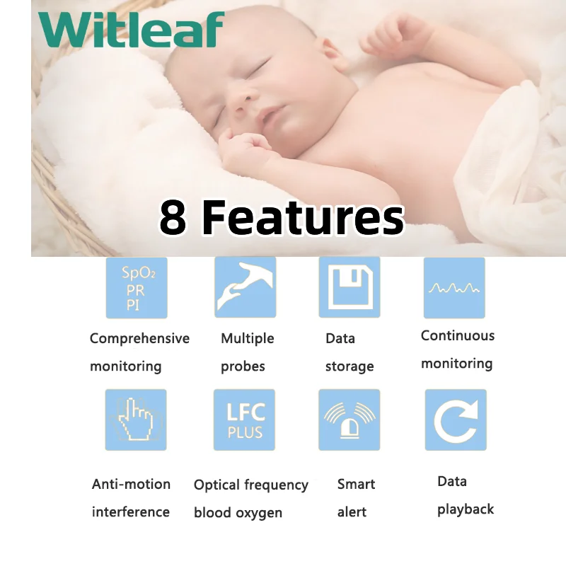 Witleaf Baby Handheld Oximeter Pulse Oximetro SPO2 PI PR Heart Rate Monitor for Neonatal Mother Kids Adult Pediatric Medical