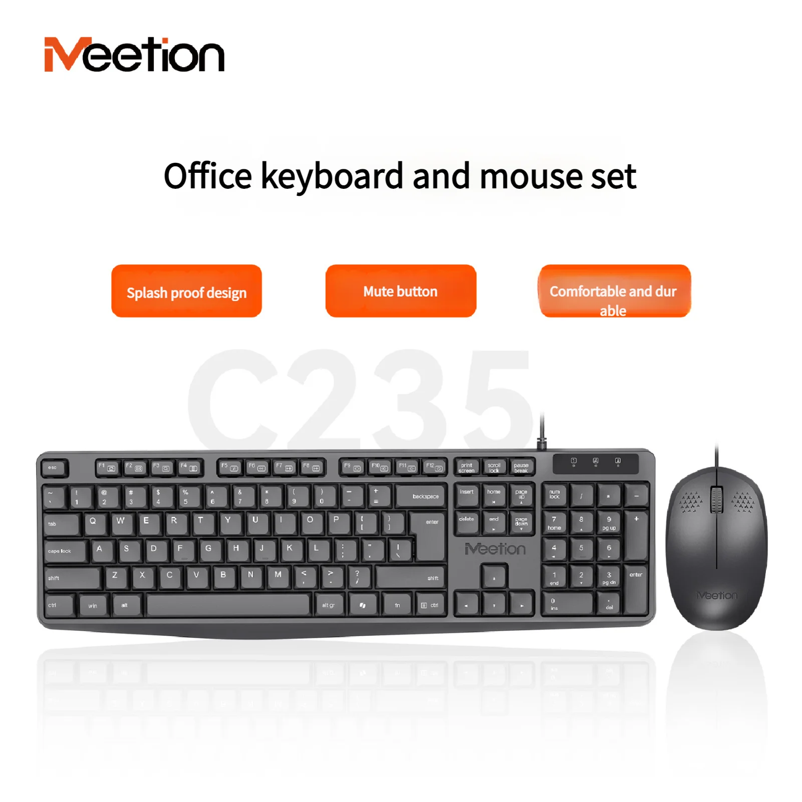 

Набор проводной мыши и клавиатуры Meetion, английская 104 клавиши, полная раскладка, четкие символы, USB-интерфейсная клавиатура для ноутбука, домашнего офиса
