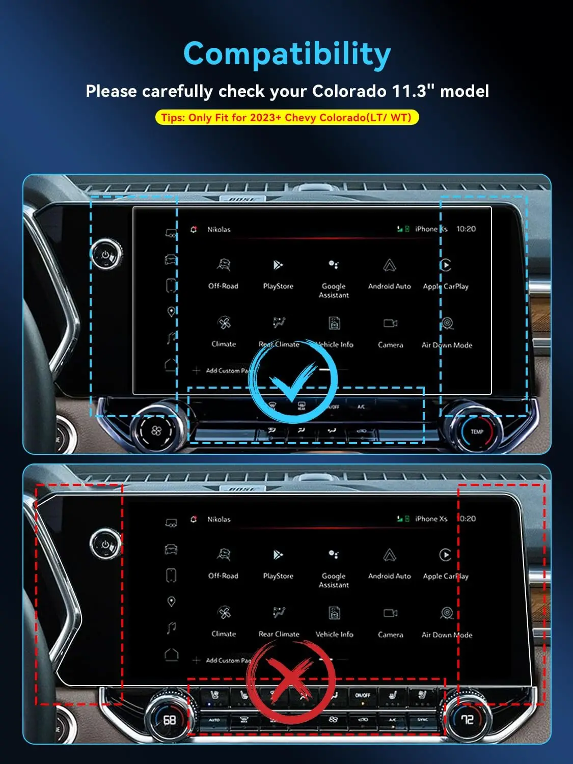 2PCS PET screen protector film For 2024 2023 Chevy Colorado/GMC Canyon 11.3 Inch Car radio GPS Navigation Interior accessories