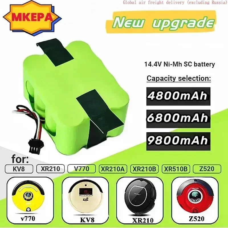 

MKEPA 14.4V Ni-Mh SC Rechargeable battery 9800mAh for KV8 XR210 XR510 XR210A XR210B XR510B XR510C Vacuum Cleaner Sweeping Robot