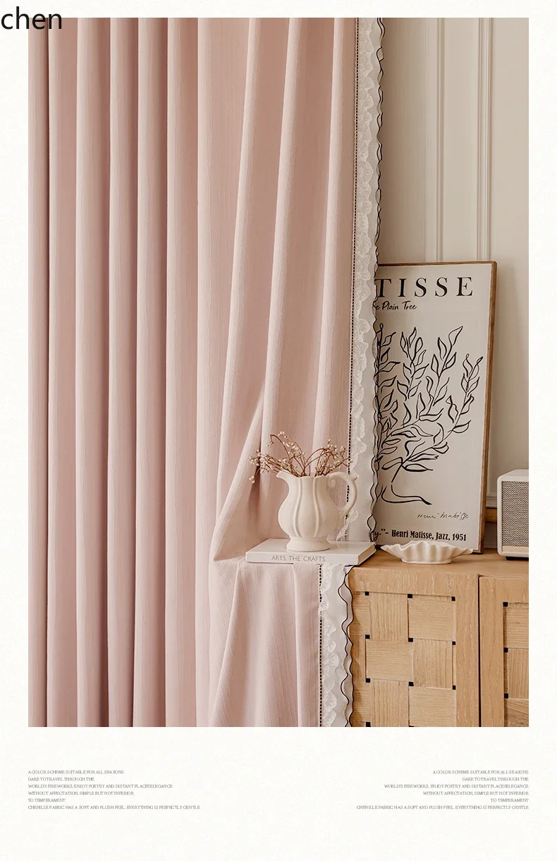 Custom New Pink Princess Style Curtains Blackout Bedroom Girl High-end Living Room