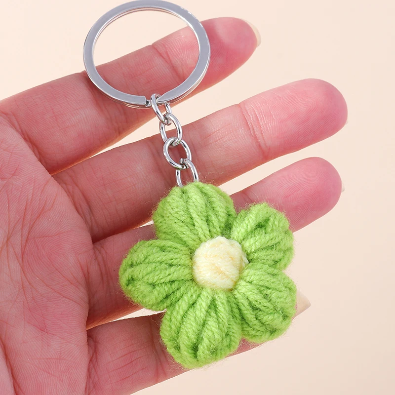 Aihua Heiße Neue Handgemachte Gestrickte Schlüsselbund Schlüsselring Für Frauen Mädchen Nette Gehäkelte Blume Anhänger Auto Schlüssel Ring Handtasche Charme Geschenke – Detail 9