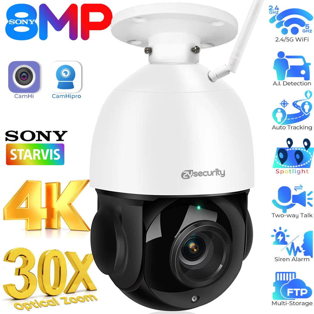 zoom optico wifi poe ptz camera ip ao ar livre 8mp faixas automaticas teto velocidade dome camera cctv humano carro detectar cameras de vigilancia 4k 30x 01