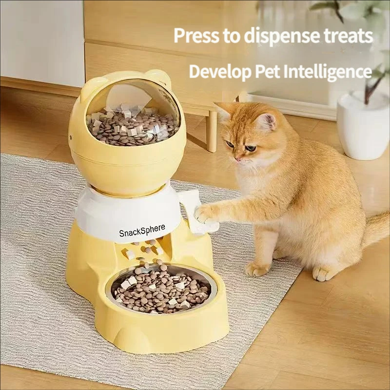 Automatic Cat Feeder, Large Capacity Dog Automatic Feeder, Press-Button Measuring Puzzle Dog Bowl and Cat Bowl